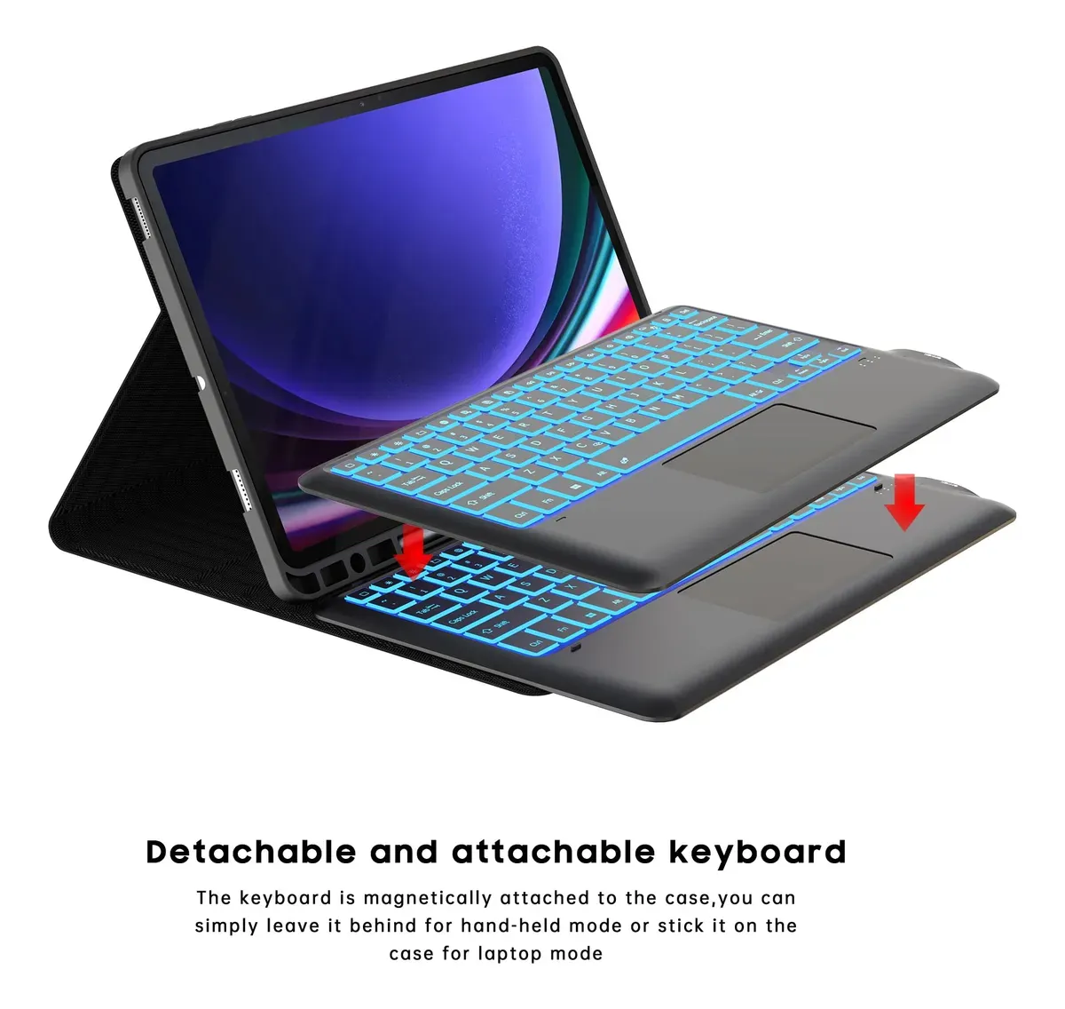 Detachable Backlit Keyboard Cas for Samsung Galaxy Tab S9 FE+, S9+, and S10+ Detachable Backlit Keyboard Cas for Samsung Galaxy Tab S9 FE+, S9+, and S10+